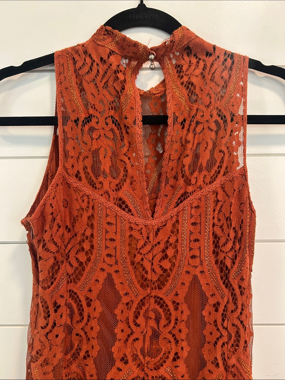 Free People Burnt Orange Lace Midi Dress - Picture 4 of 4